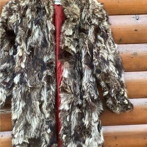 Full Length Raccoon Fur Coat  PRISTINE LINING Sz S/M Vintage VNVC BERMANS